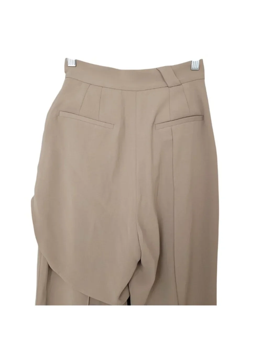 Laboratory Of Mouggan Pleated Pants Womens Size S Beige Asymmetrical Overlay - Picture 4 of 7